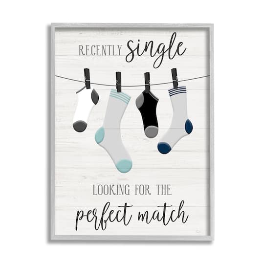 Stupell Industries Recently Single For Perfect Match Laundry Sock Sign Framed Wall Art